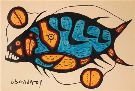 Norval H. Morrisseau (1931-2007) Senza titolo tecnica mista su carta, cm...