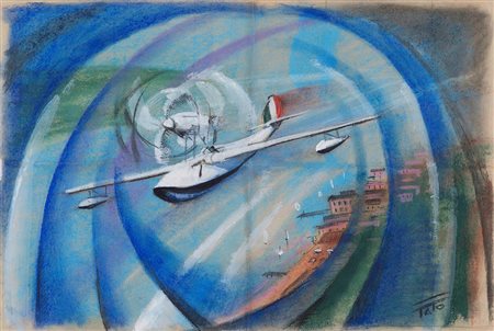 Guglielmo Sansoni (1896-1974) detto Tato Coppa Schneider, 1928 tecnica mista...