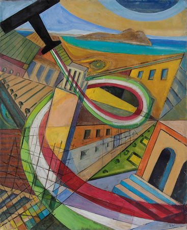 Pierluigi Bossi (1907-2000) detto Sibò Spirale tricolore su Sabaudia,...