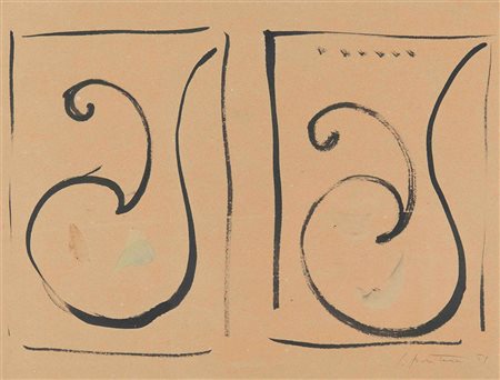 Lucio Fontana (1899-1968) Due studi per Manifesto IX Triennale di Milano,...