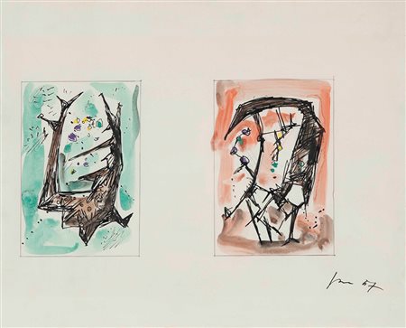 Lucio Fontana (1899-1968) Concetto spaziale, 1957 chine colorate e acquerello...