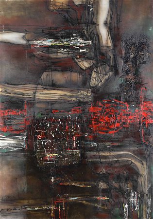 Jerzy Kujawski (1921-1998) Senza titolo acrilico su tela, cm 162x114 firmato...