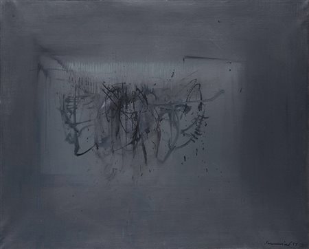 Emilio Scanavino (1922-1986) Sindone, 1957 olio su tela, cm 81x100 firmato e...