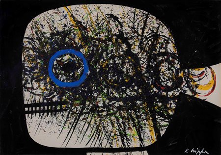 Roberto Crippa (1921-1972) “Pesce”, anni ‘60 olio su carta intelata, cm 50x70...