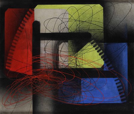 Roberto Crippa (1921-1972) Spirali, 1951 olio su tela, cm 60x70 Autentica su...