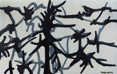 Giulio Turcato (1912-1995) Reticolo nero, 1968 ca acrilico su tela, cm 70x100...