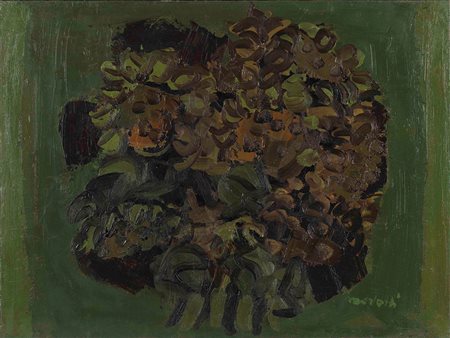 Ennio Morlotti (1910-1992) Girasoli olio su tela, cm 60x80 firmato in basso a...