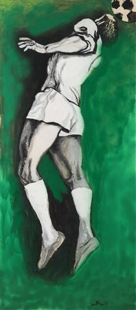 Renato Guttuso (1911-1987) Calciatore, 1965 olio, nitro all'aerografo e...