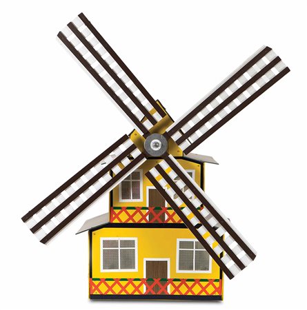 Andreas Slomiski (1959) Senza titolo (mulino a vento) legno, metallo e foglio...