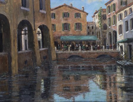 ITALO GHIZZONIVecchia Treviso - Canale Buranelli con ponte della Campana,...