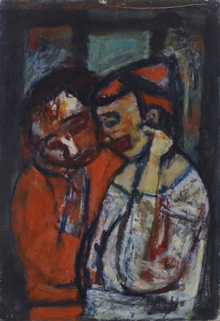 GUIDO PAJETTA (1898-1987)La confidenza di una maschera, 1959Olio su telacm...