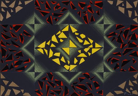 ENNIO FINZI (1931)Senza TitoloTecnica mista e collage su cartoncinocm...