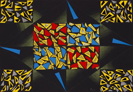 ENNIO FINZI (1931)Senza TitoloTecnica mista e collage su cartoncinocm...