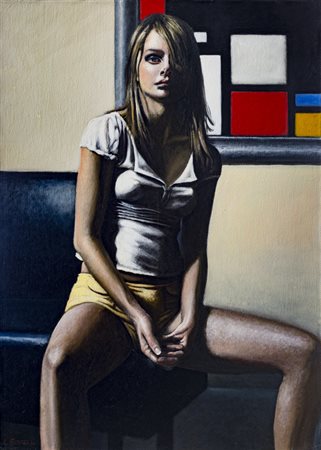 ALESSANDRO PATERNÒ (1969)Interno con figura, 2003Olio su telacm 70x50Firma e...