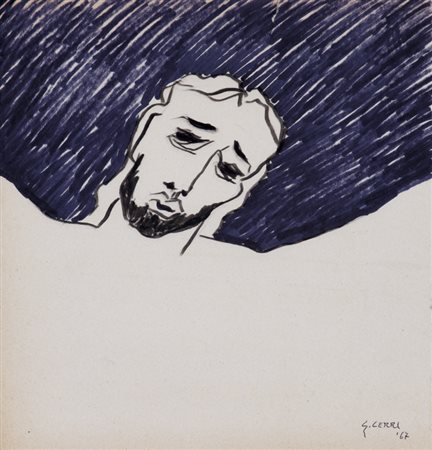 GIANCARLO CERRI (1938)Senza Titolo, 1967Tecnica mista su cartacm 21x21Firma e...