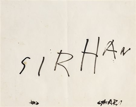 GIUSEPPE CHIARI (1926-2007)Sirhan, 1966Pennarello su cartacm 22x28Firma al...