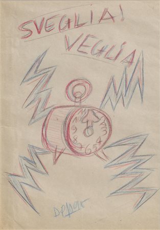 Fortunato Depero “Sveglia! Veglia”, 1928;Matite colorate su carta, 24,4 x...