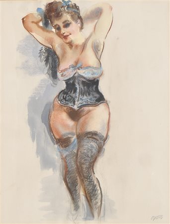 George Grosz (Berlin/Berlino 1893 – 1959) Nudo con bustie e calze,...