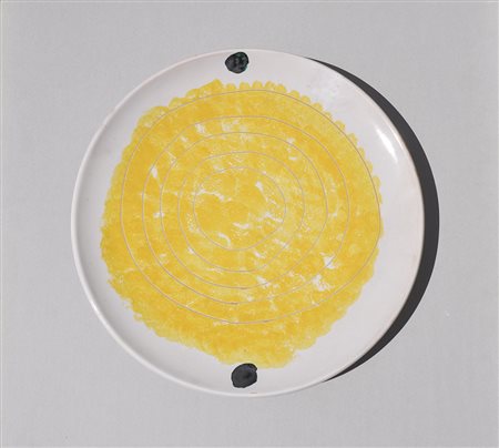 Giuseppe Santomaso Piatto, 1980;Ceramica smaltata, ca. 45,5 cm, al retro...