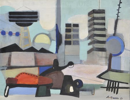 Giuseppe Santomaso Paesaggio di città, 1951;Olio su tela, 70 x 90 cm, in...