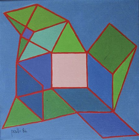 Achille Perilli UCRO, 1984;4, Olio su tela, 20 x 20 cm Firma, titolo, data e...
