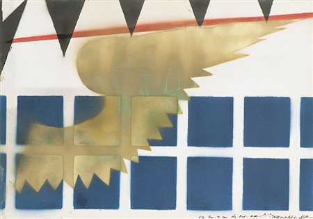 Franco Angeli (Rom/Roma 1935 – 1988) Aquila, 1967;Smalto su carta, 48,8 x 70...