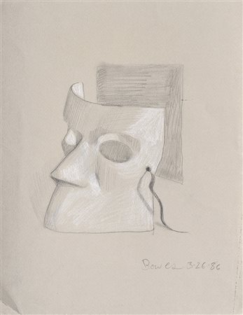 David Bowes (Boston 1957) Maschera, 1986;Matita e biacca su carta, 32,3 x 25...