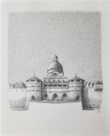 Heinz Birg Porta di accesso Isartor a Monaco con cupola, 1985;China, 65 x 50...