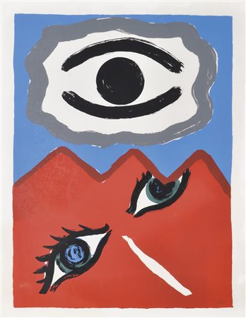 Virgilio Guidi (Rom/Roma 1891 - Venezia 1984) Senza titolo;Litografia a col.,...