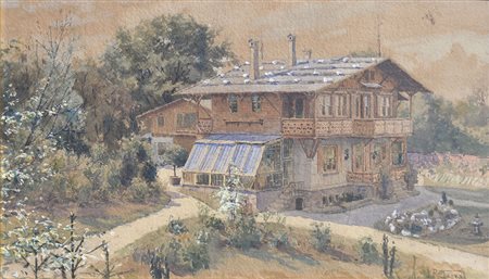 Raffaele Tafuri (Salerno 1857 – Venedig 1929) Haus in den Alpen;Aquarell auf...
