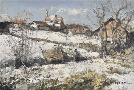 Otto Hellmeier (Weilheim 1908 – 1996) Raisting-Solb im Winter;Öl auf...