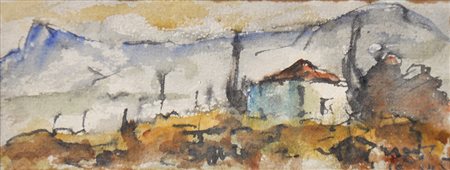 Josef Mahlknecht Etschtal mit Blick auf den Gantkofel;Aquarell, Tusche, 4,4 x...