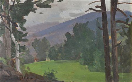 Josef Telfner (Meran 1874 – Gufidaun 1948) Eisacktaler Landschaft;Öl auf...