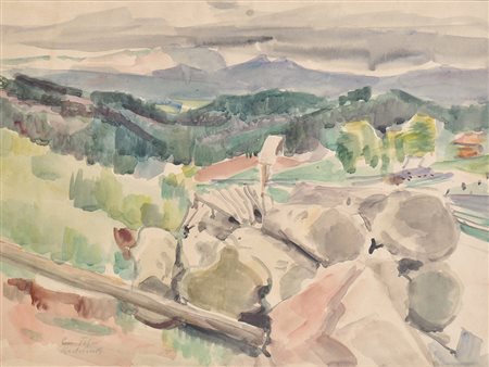 Emanuel Fohn (Klagenfurt 1881 – Bozen 1966) Landschaft bei Kastelruth, um...