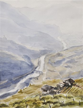 Rudolf Complojer (Mühlbach 1905 – Unterinn 1992) Unteres Eisacktal;Aquarell,...