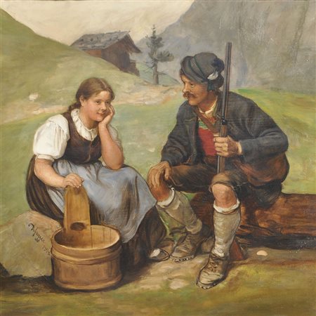 Franz von Defregger Jäger und Sennerin auf der Alm, 1894;Öl auf Holz, 57,5 x...