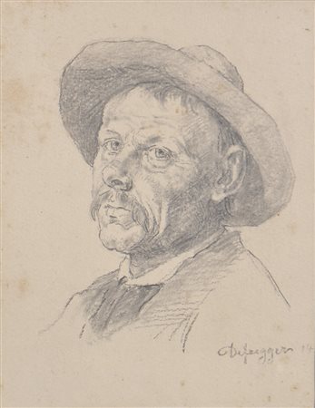 Franz von Defregger Porträt eines Bauern;Bleistift auf Papier, Kohle, 20,5 x...