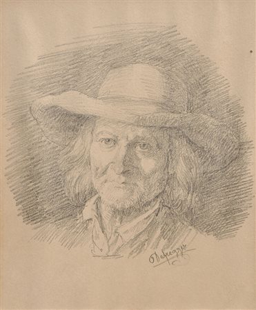 Franz von Defregger Bauer mit Hut;Bleistift, 19 x 15 cm, gerahmt Signiert,...