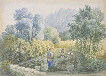 Basilio Armani (Riva 1817 – Malé 1899) Kartoffelernte im Trentino,...