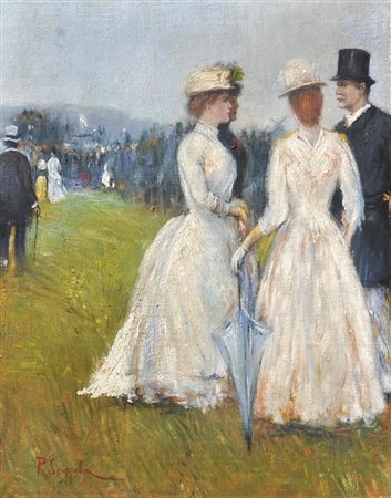 Pietro Scoppetta (Amalfi 1863 – Neapel i 1920) Auf der Pferderennbahn, um...