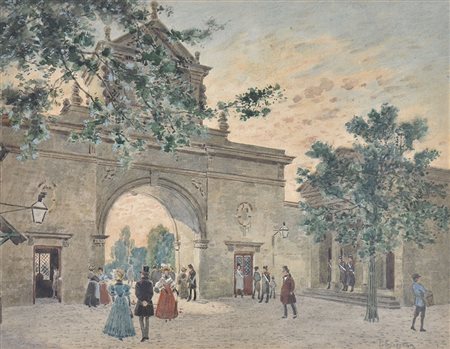 Pietro Scoppetta Motiv aus Paris;Tempera auf Papier, 26,5 x 34,5 cm Signiert