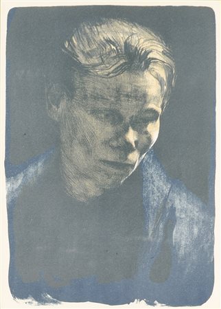 Käthe Kollwitz Brustbild einer Arbeiterfrau mit blauem Tuch,...