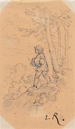 Adrian Ludwig Richter (Dresden/Dresda 1803 – 1884) Wanderbursche;Bleistift...