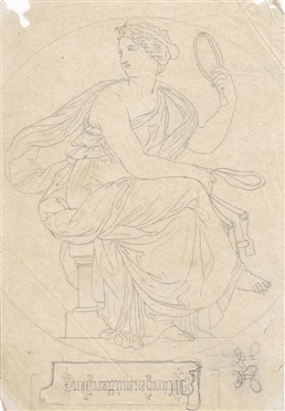 Adrian Ludwig Richter Symbolische Frauenfigur;Bleistiftzeichnung auf...