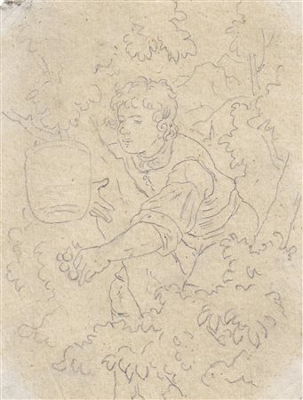 Adrian Ludwig Richter Bursche bei der Obsternte;Bleistiftzeichnung auf...
