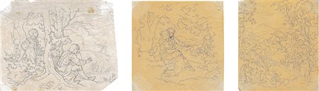 Adrian Ludwig Richter Schnitter und ankommende Mädchengruppe....;Paar im...