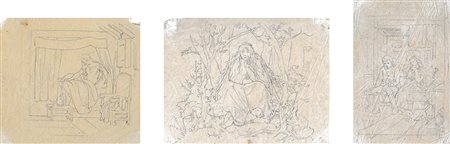 Adrian Ludwig Richter Mädchen mit Schlange, Mädchen im Walde, Lesestunde,...