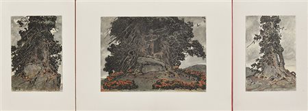 Hugo Grimm Triptychon „In der Hochregion“, 1917;Aquarell, Tusche, 19,2 x 13,6...