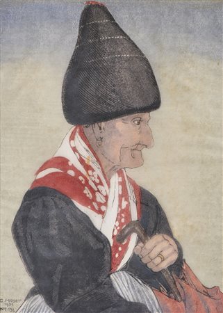 Carl Moser Kastelrutherin, 1932;Farbholzschnitt, 36 x 26 cm, gerahmt...