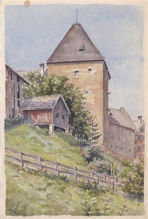 Alfons Walde Pfleghofturm in Kitzbühel, 1907;Aquarell, 25,4 x 17 cm...